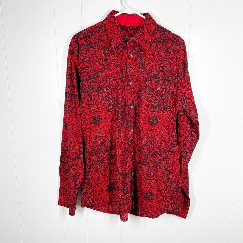 Patron Cito Red Label Red and Black Paisley Snap Front Shirt Extra Large
